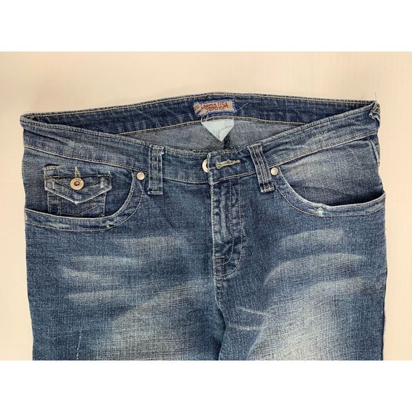 Leemo Jeans Juniors Size 11 12 Jeans Cropped Capri Jeans Vintage Y2k Flap Back P - Picture 5 of 5